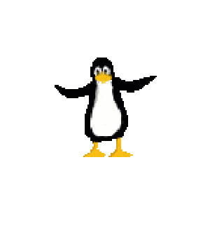 Tux, the Linux mascot doing a front flip.